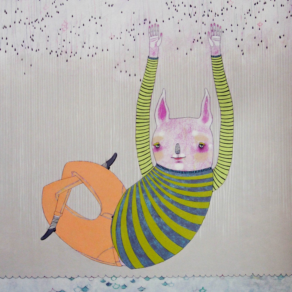 original art painting - falling