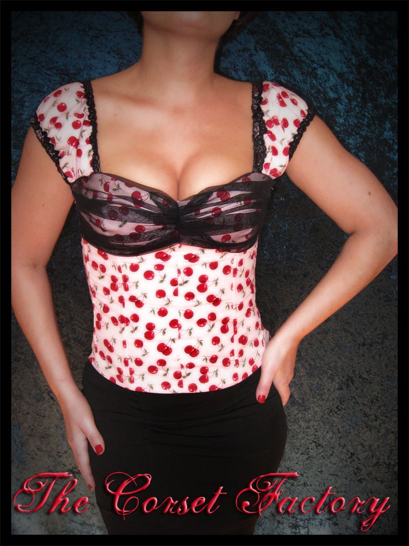 Rockabilly, Pinup, Gothic Pink Cherry Corset