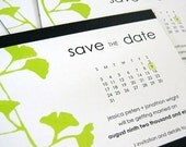 Ginkgo motif screenprint Save the Date Card