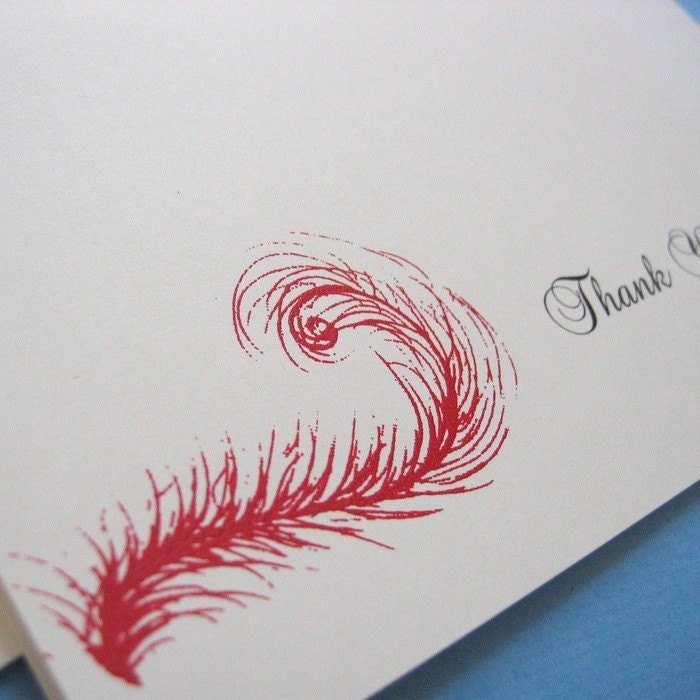 Feather screenprint thank you card set