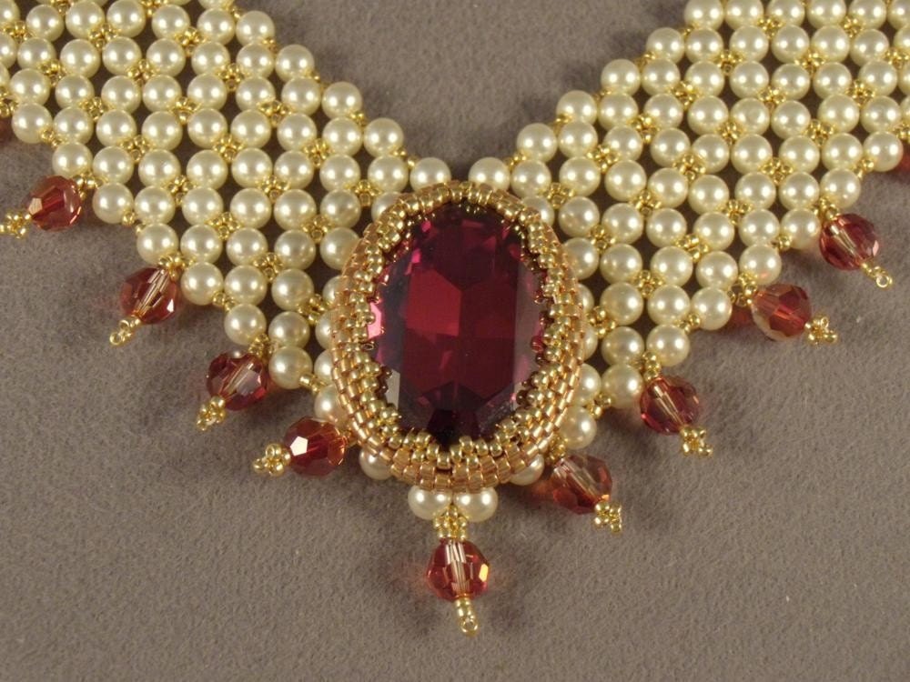 Ruby Renaissance Beadwoven Collar