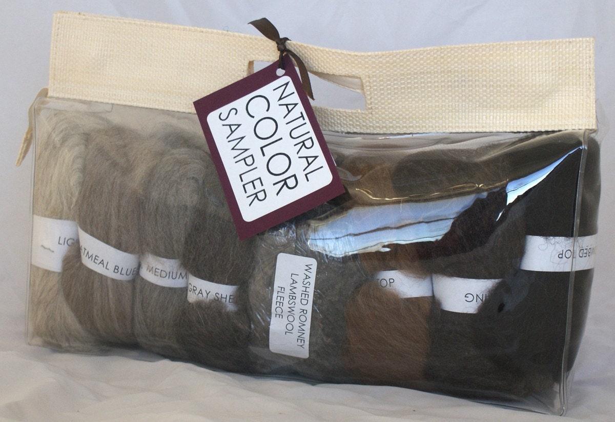 NATURAL COLORED WOOL Sampler 1 pound 16 different fibers 1 ounce each