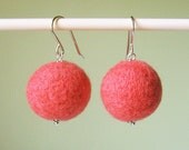 Earrings - Coral Felted Beads