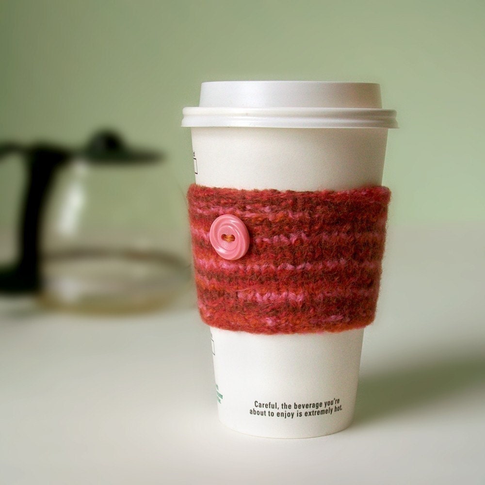 Cup Cozy - Red, Orange, Brown and Pink