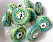 Ring - Felted Wool, Aqua, Lime and Dusty Purple