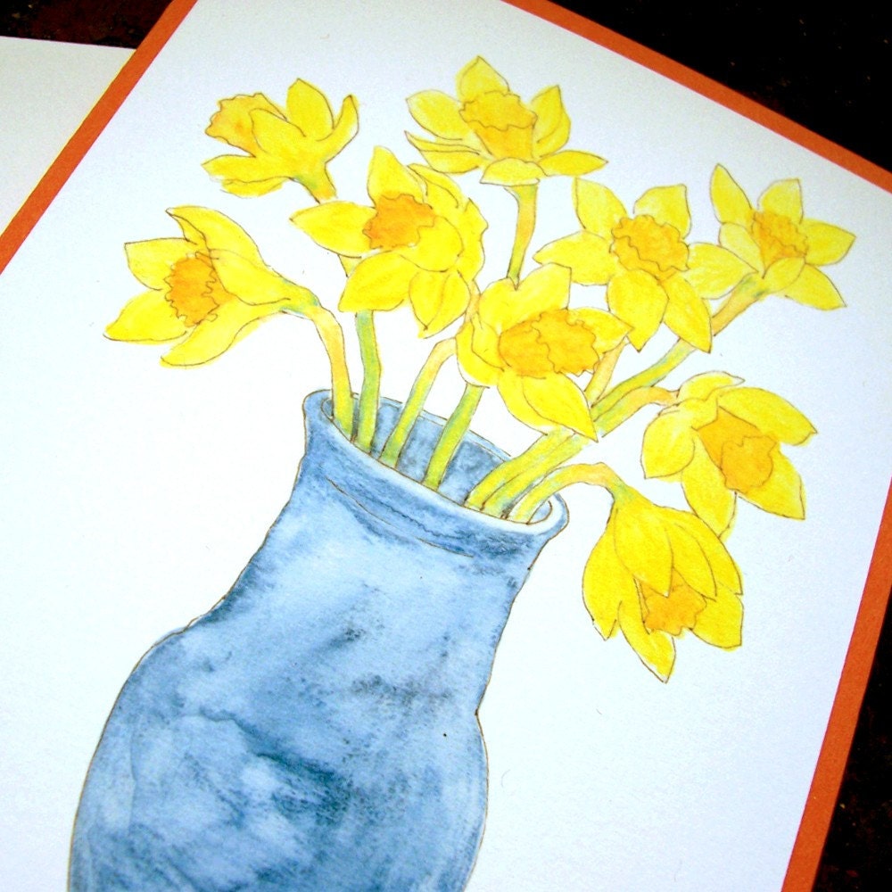 Cards - Daffodils, set of 4 FREE USA Shipping