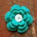 Pin - Crocheted Felted Flower in turquoise