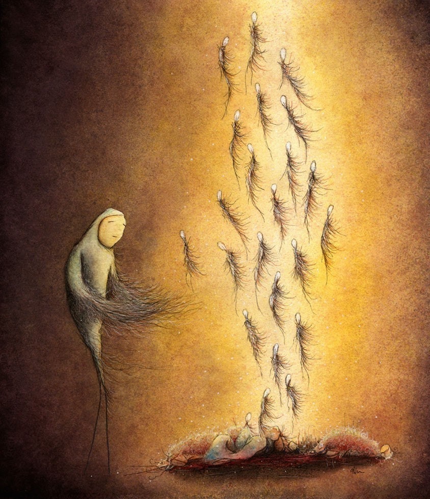 And All Our Departures Have Lighted Dreams-fine art giclee print reproduction of an original watercolor and ink painting