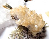 Asrai, Citrine Rock Quartz Crystal Druzy Pendant