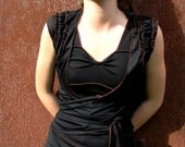 Ruffled Black Wrap Top