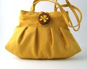 yellow handbag, small tote, purse,  shoulder bag made of ultrasuede, vegan