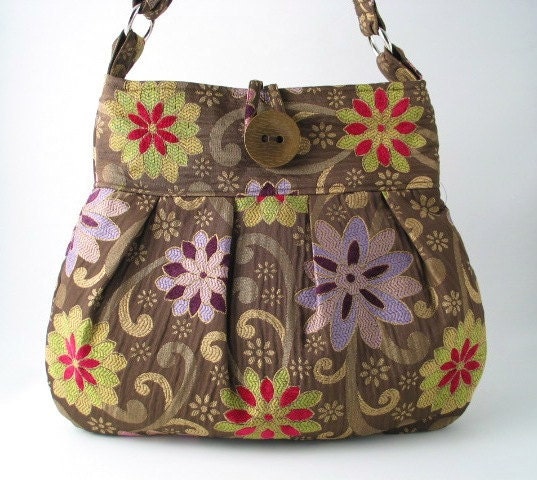 floral tapestry tote, messenger, diaper bag, purse, handbag,  cross body bag