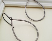 Oxidized Rustic Simple Silver Big Teadrop Earring FREE SHIPPING- classic black hammered organic recycled everyday earring