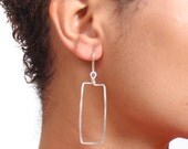 Long Sterling Silver Rectangle Earrings