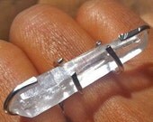 Large Natural Clear Quartz Ring Set in Sterling Silver, Statement Ring