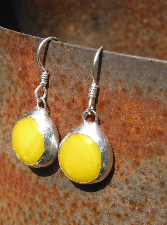 Lemon Drop Yellow Glass Earrings by Heidi Urbanski on etsy