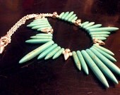 Turquoise and Silver Spike Triangle Choker Necklace