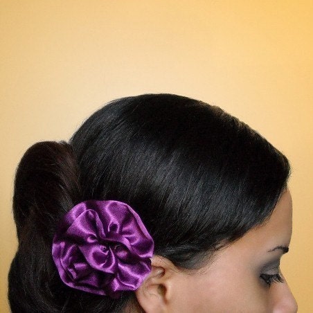 BERRY Silk Fabric Rosette Flower Hair Clip Brooch
