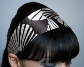 BROWN with CREAM Pattern Silk 3 Inch Wide Soft Fabric Headband