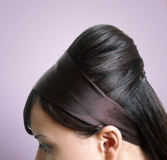 BROWN Silk 3 Inch Headband Hair Scarf