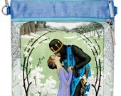 Knight and Lady, Art Nouveau sling pouch with long, adjustable strap