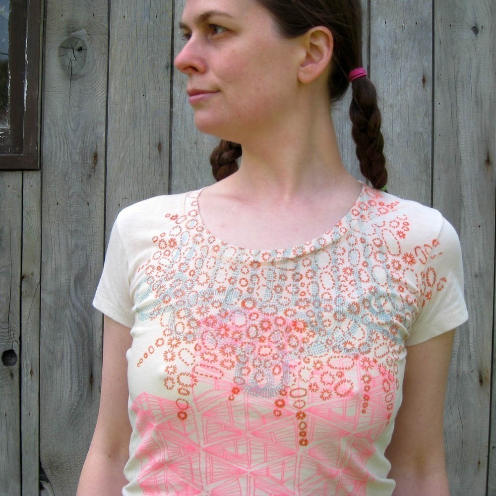 SALE - Womens Natural Organic Cotton Macro/Micro Tunic - size L