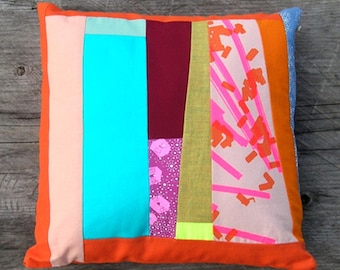 SALE - Patchwork Pillow - Orange Square