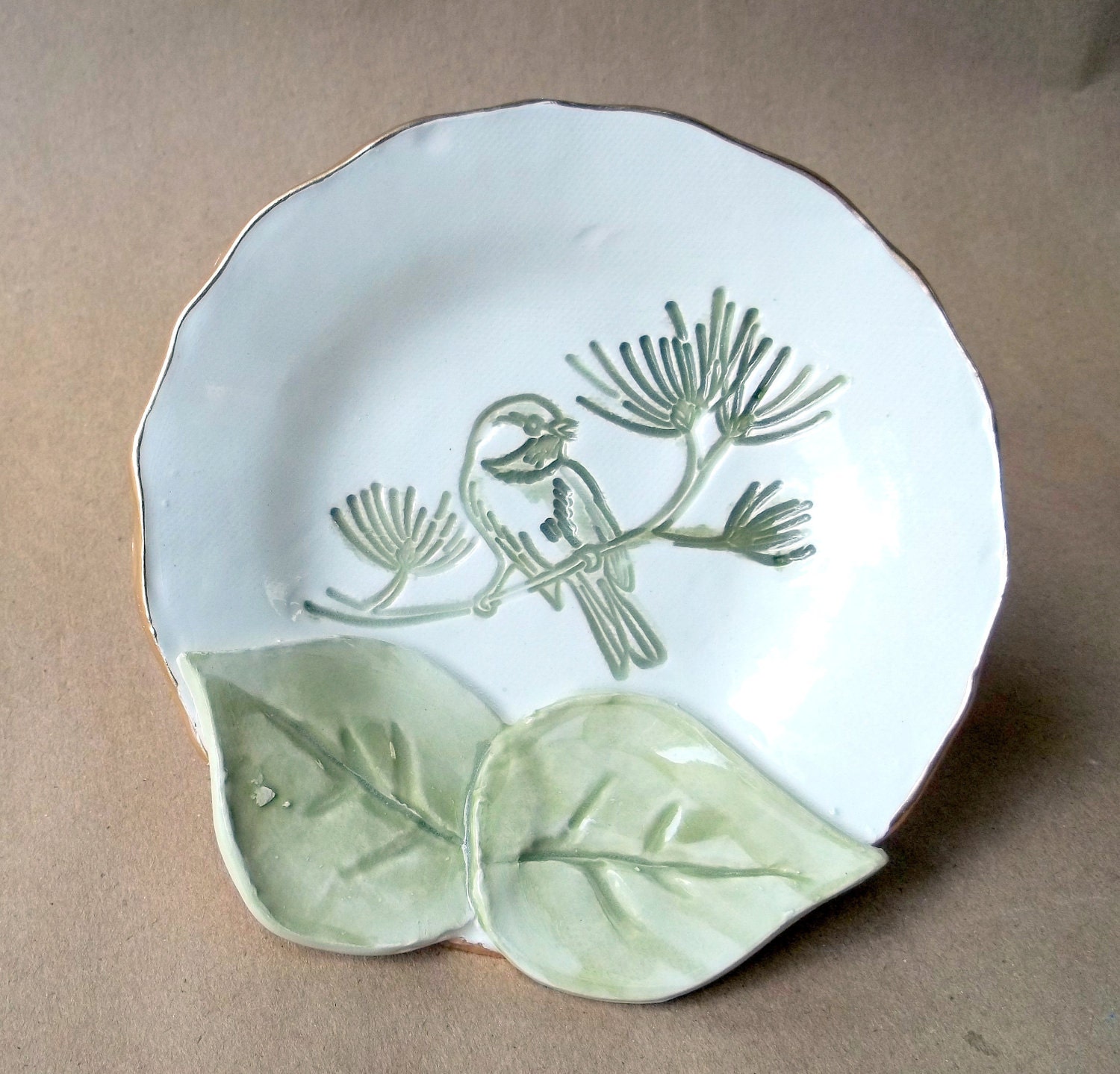 Bird With Leaves Trinket Bowl