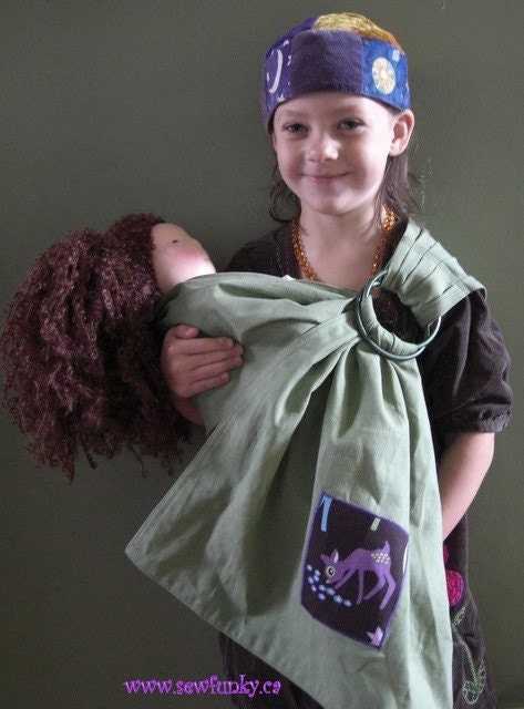 Sewfunky Doll Carrier- Toy Baby Sling for Kids - Hemp/Organic Cotton Adjustable