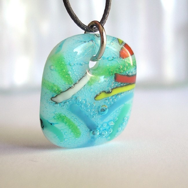 SALE / CLEARANCE : Sprinkles. A fused glass pendant necklace.