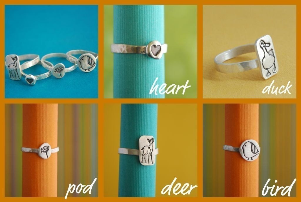 MINI HEART stacking ring, eco-friendly silver.  Handcrafted by Chocolate and Steel.