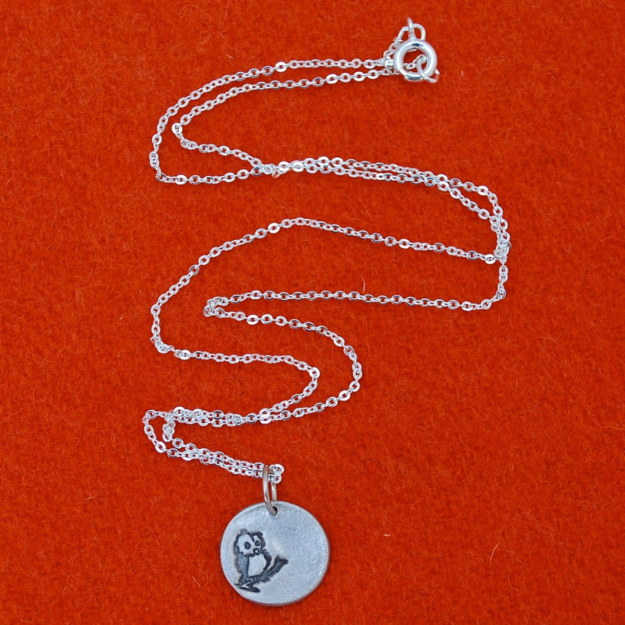 TINY OWL necklace, nickel free White Bronze, handcrafted by Chocolate and Steel