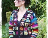 PDF Crochet Pattern for Granny Square Jacket with optional Hood or Collar Immediate Download