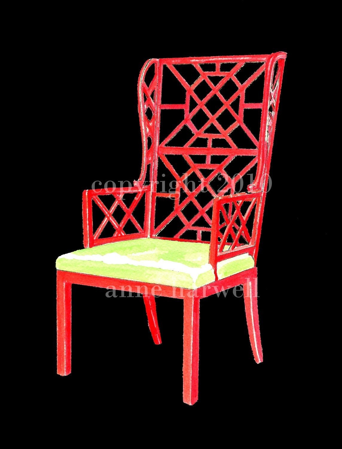 RED CHINOISERIE CHAIR on Black