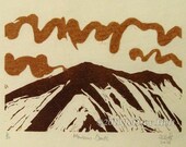 Mountains Clouds Heft linocut relief printmaking original art