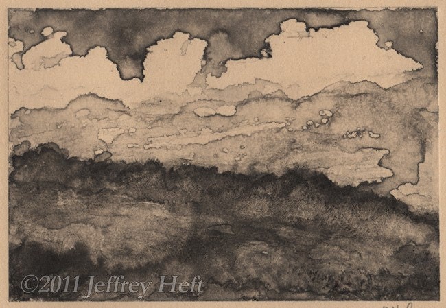 Landscape monotype original art OOAK