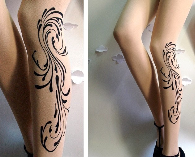 sexy DAYDREAM TATTOO thigh-high socks ultra pale