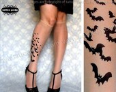 sexy BATS TATTOO knee-high nylons light mocha