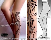 Small/ Medium sexy DAYDREAM TATTOO tights / stockings / full length / pantyhose / nylons Light Mocha