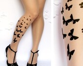 sexy BUTTERFLY Tatto thigh-high socks ULTRA PALE