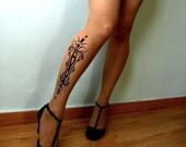 sexy TATTOO 01 thigh-high socks CAFE LATTE