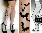 plus size XXL sexy BATS tattoo tights / stockings/ full length / pantyhose / nylons UltraPALE