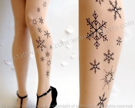 sexy and elegant SNOW QUEEN TATTOO gorgeous thigh-high nylons Ultra Pale