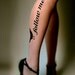 sexy, funny and flirty FOLLOW ME twitter TATTOO knee-high socks Deep Mocha