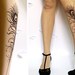 PEACOCK FEATHER TATTOO gorgeous and elegant knee high stockings Ultra Pale