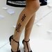 sexy HALLOWEEN BITE ME tattoo thigh-high stockings cafe latte