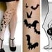 plus size XXL sexy BATS tattoo tights / stockings/ full length / pantyhose / nylons UltraPALE