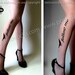 XS-S-M sexy, funny and flirty FOLLOW ME twitter Tattoo thigh-high stockings Light Mocha