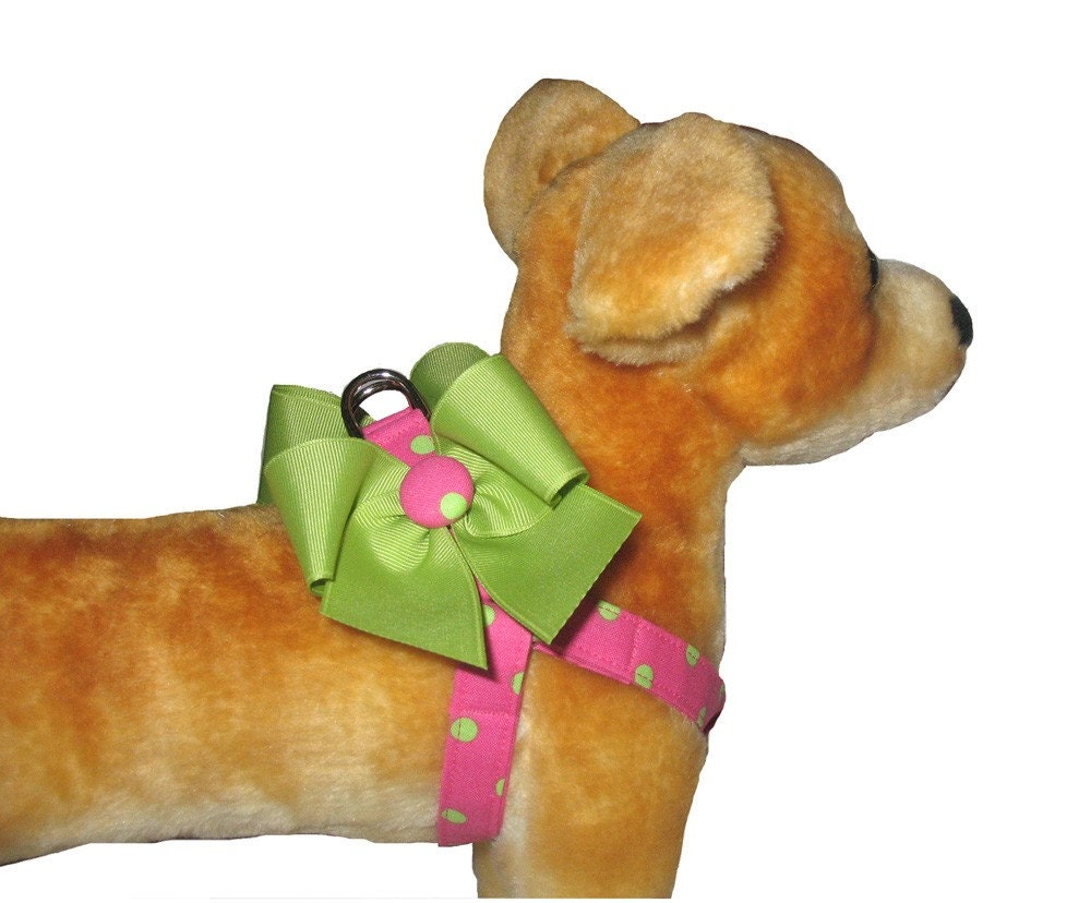 Lime Dot Step In Dog Harness