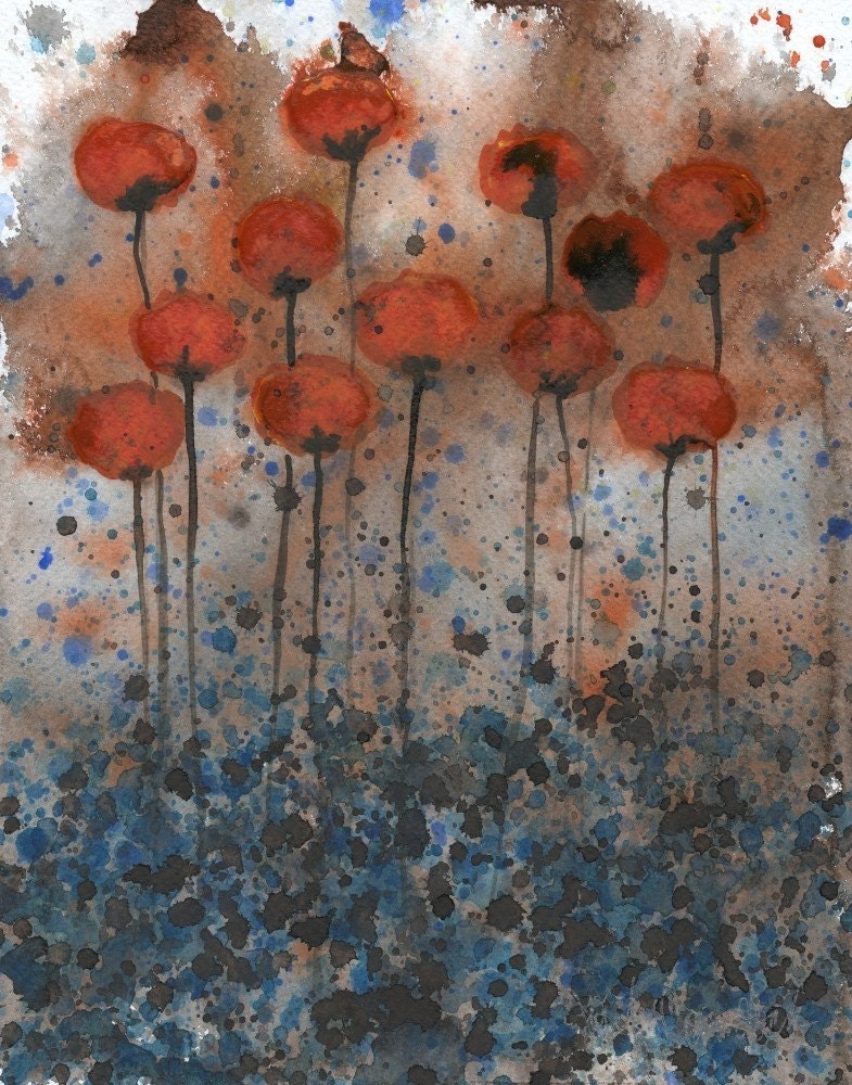 Buy 2 Get 1 FREE -- Watercolor Painting: Watercolor Flowers -- Art Print --  Bittersweet Me -- Orange Flowers -- 8x10